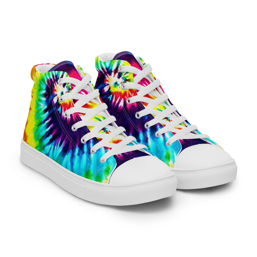 Rainbow Tie Die Men’s High Top Canvas Shoes