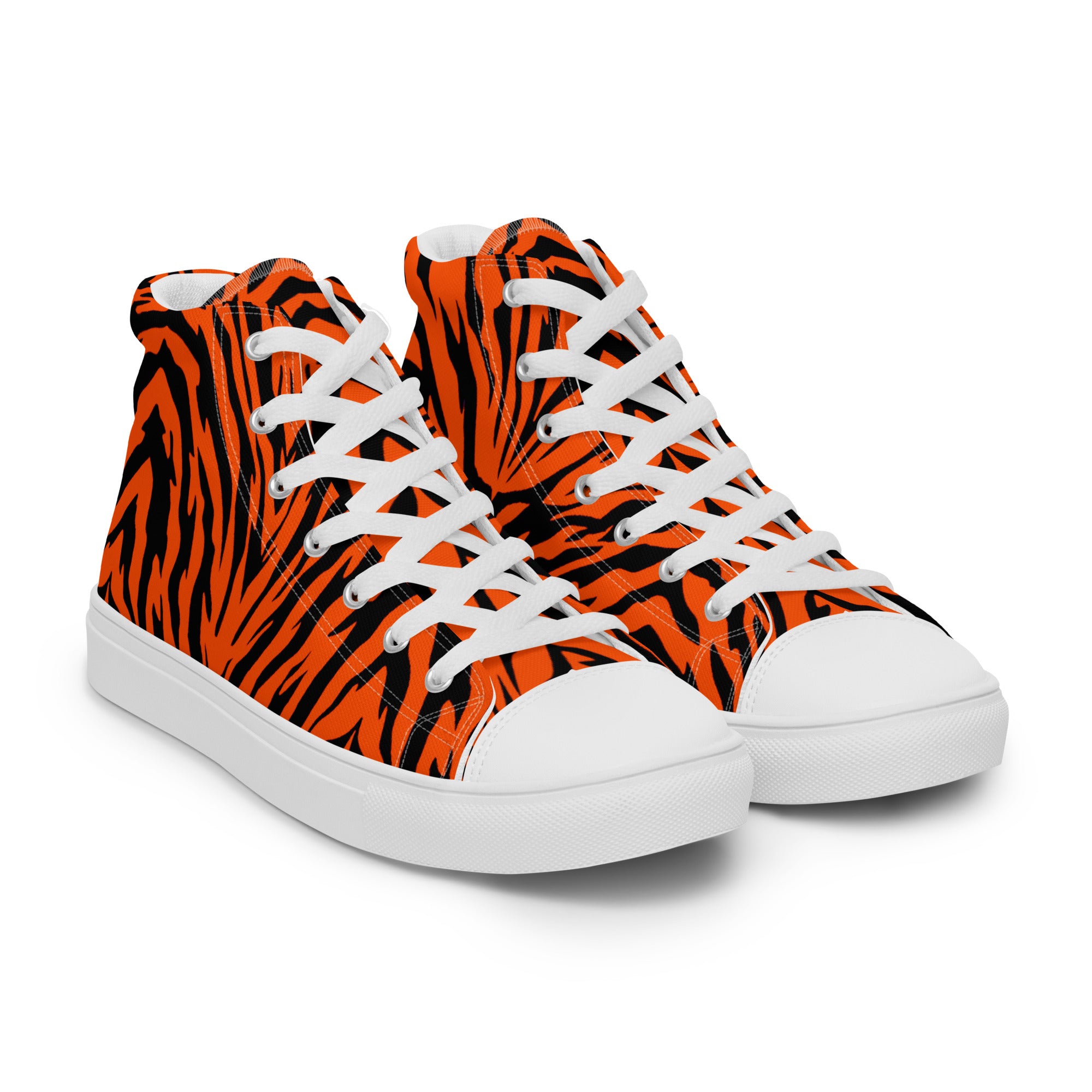 Bengal Tiger Stripe Men’s High Top Canvas Shoes