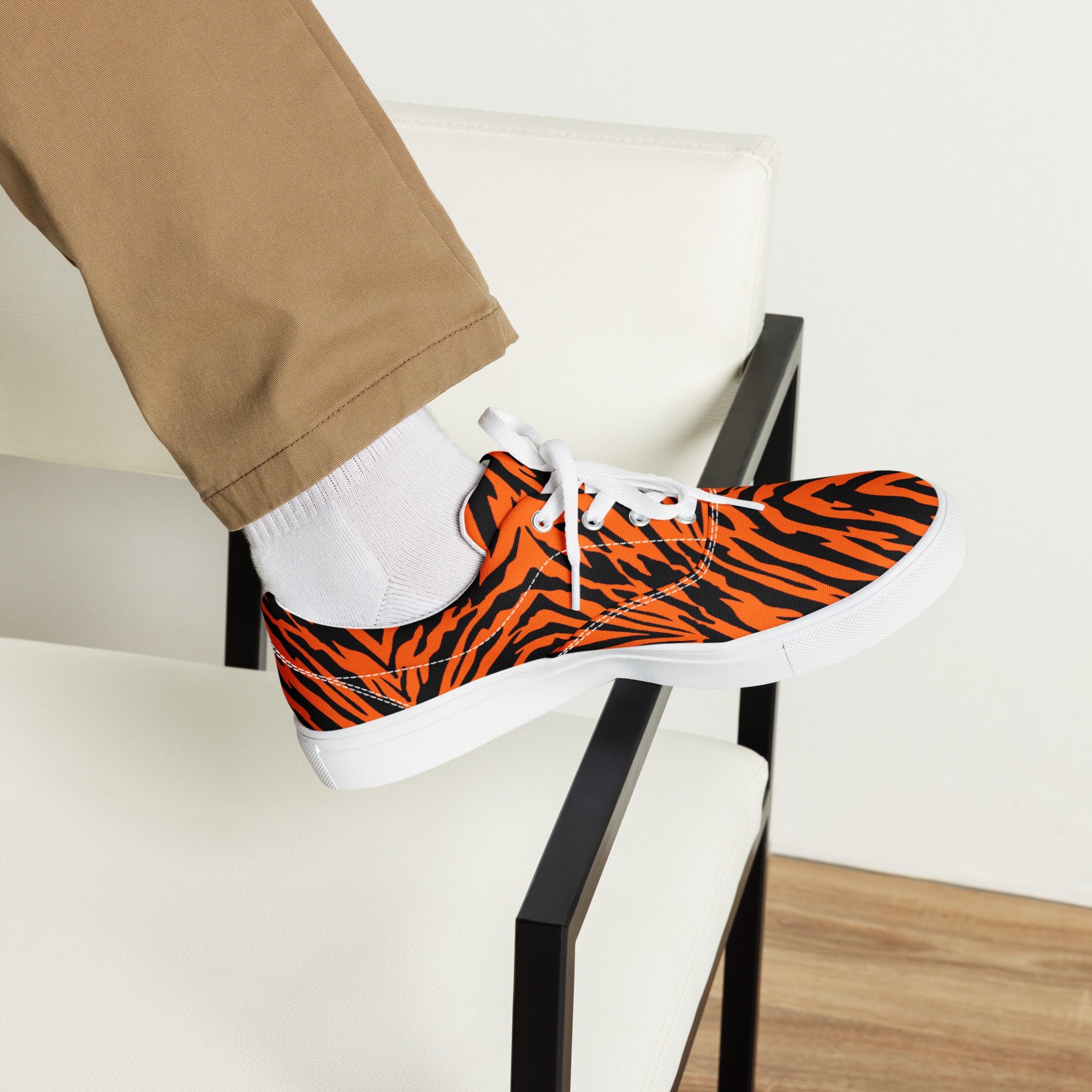 Bengal Tiger Stripe Men’s Lace-up Canvas Shoes
