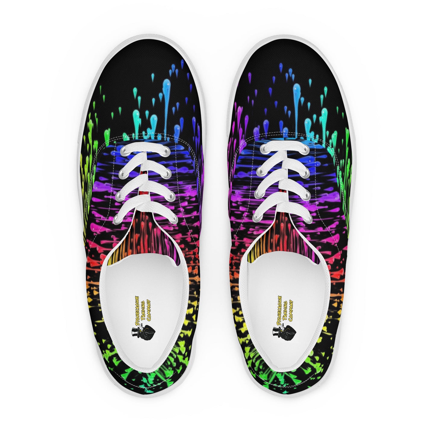 Rainbow Drip Men’s Lace-Up Canvas Shoes