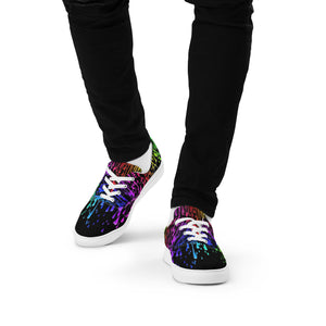 Rainbow Drip Men’s Lace-Up Canvas Shoes