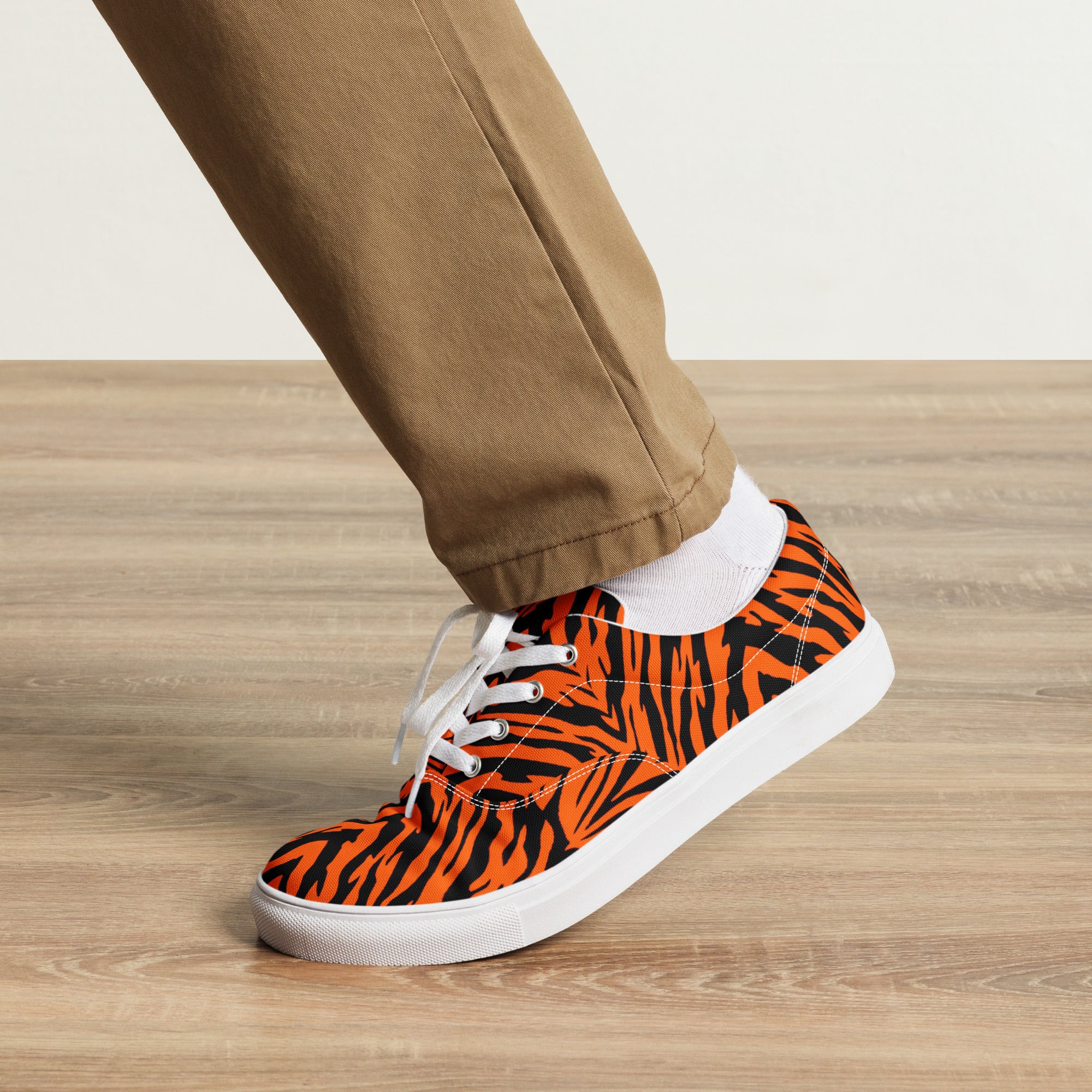 Bengal Tiger Stripe Men’s Lace-up Canvas Shoes