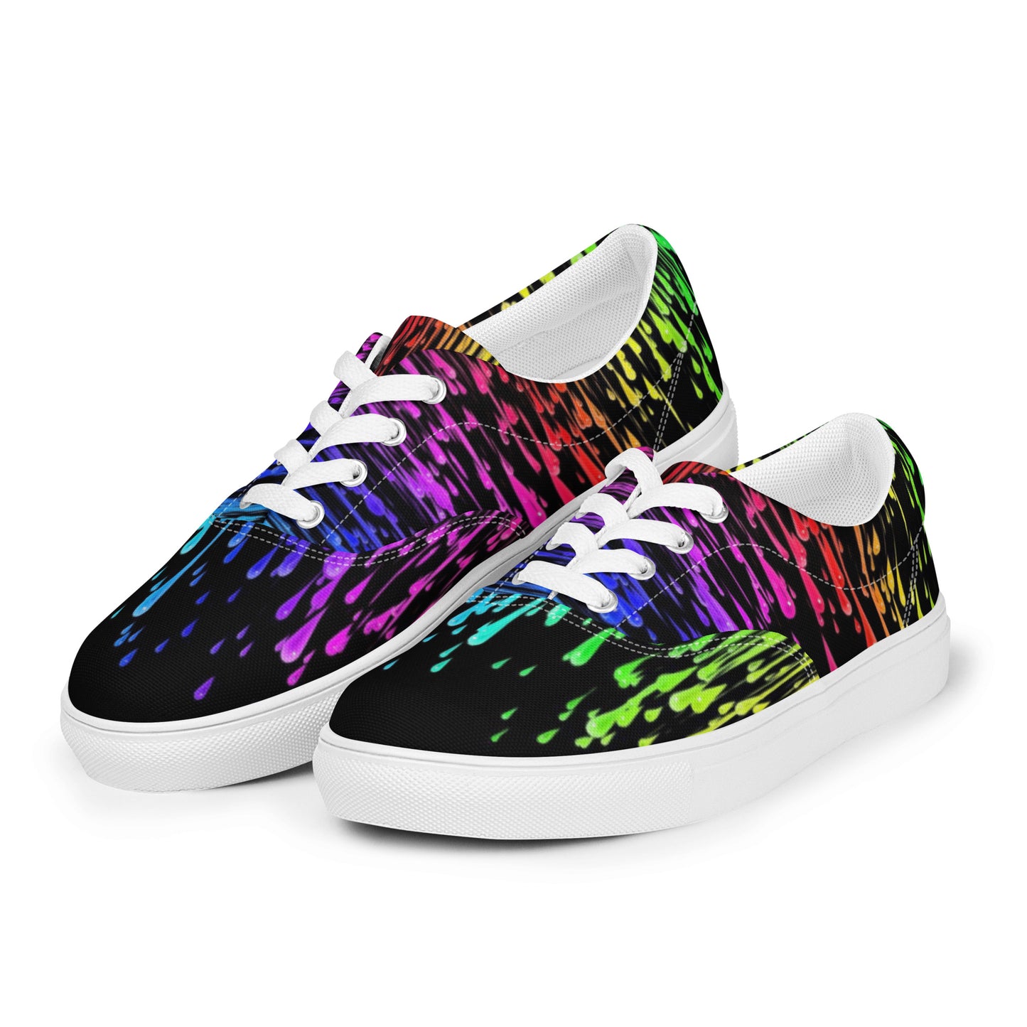 Rainbow Drip Men’s Lace-Up Canvas Shoes