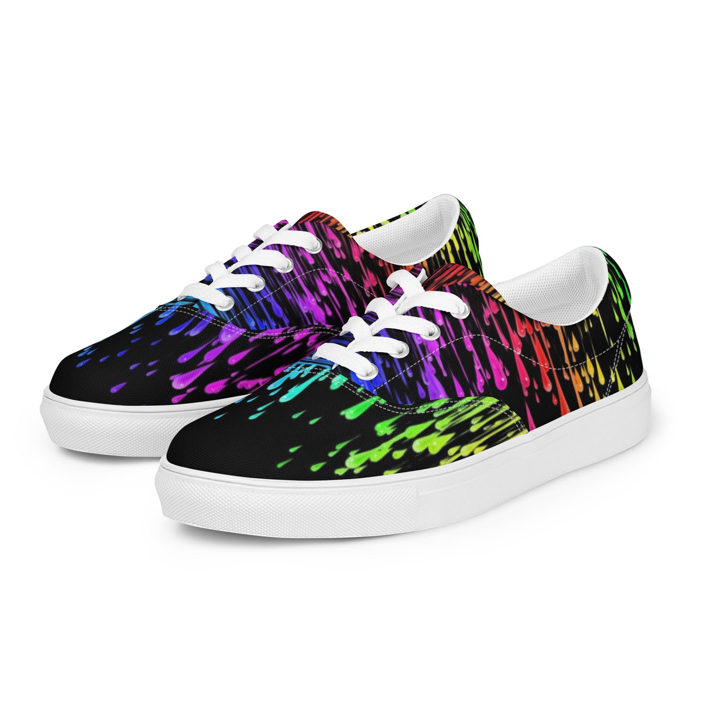 Rainbow Drip Men’s Lace-Up Canvas Shoes