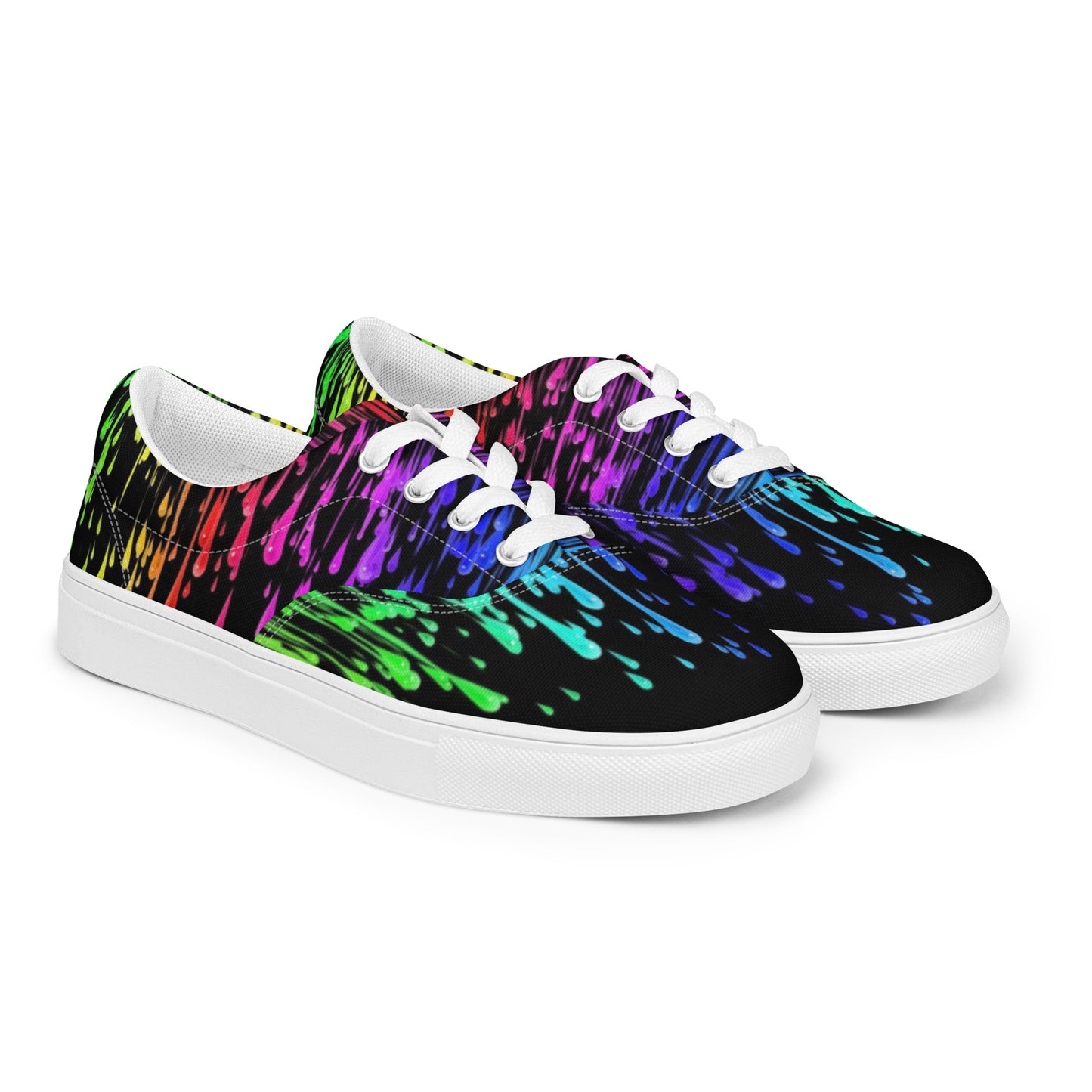 Rainbow Drip Men’s Lace-Up Canvas Shoes