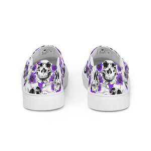 Skulls and Purple Blossoms Men’s Slip-on Canvas Shoes