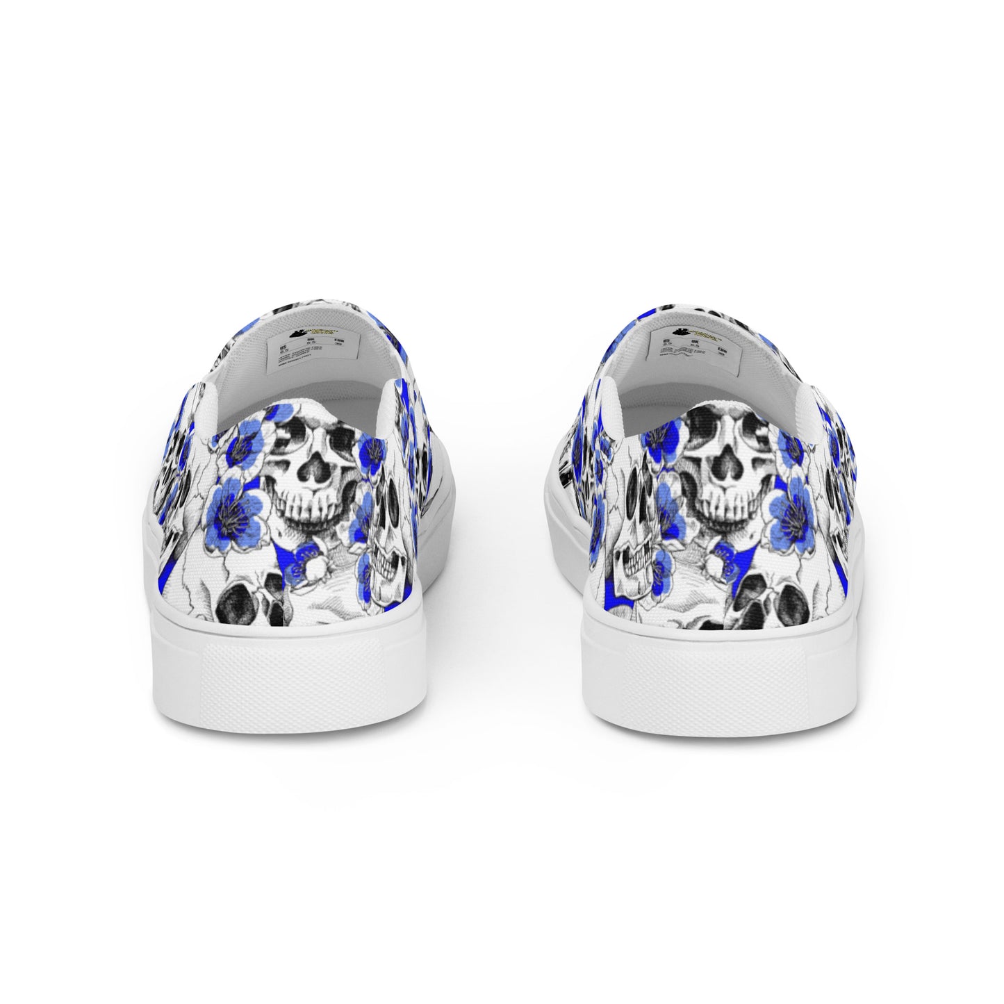 Skulls and Blue Blossoms Men’s Slip-on Canvas Shoes