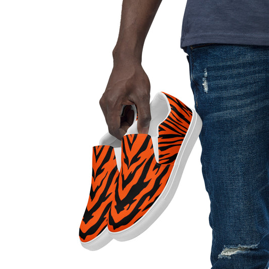 Bengal Tiger Stripe Men’s Slip-on Canvas Shoes