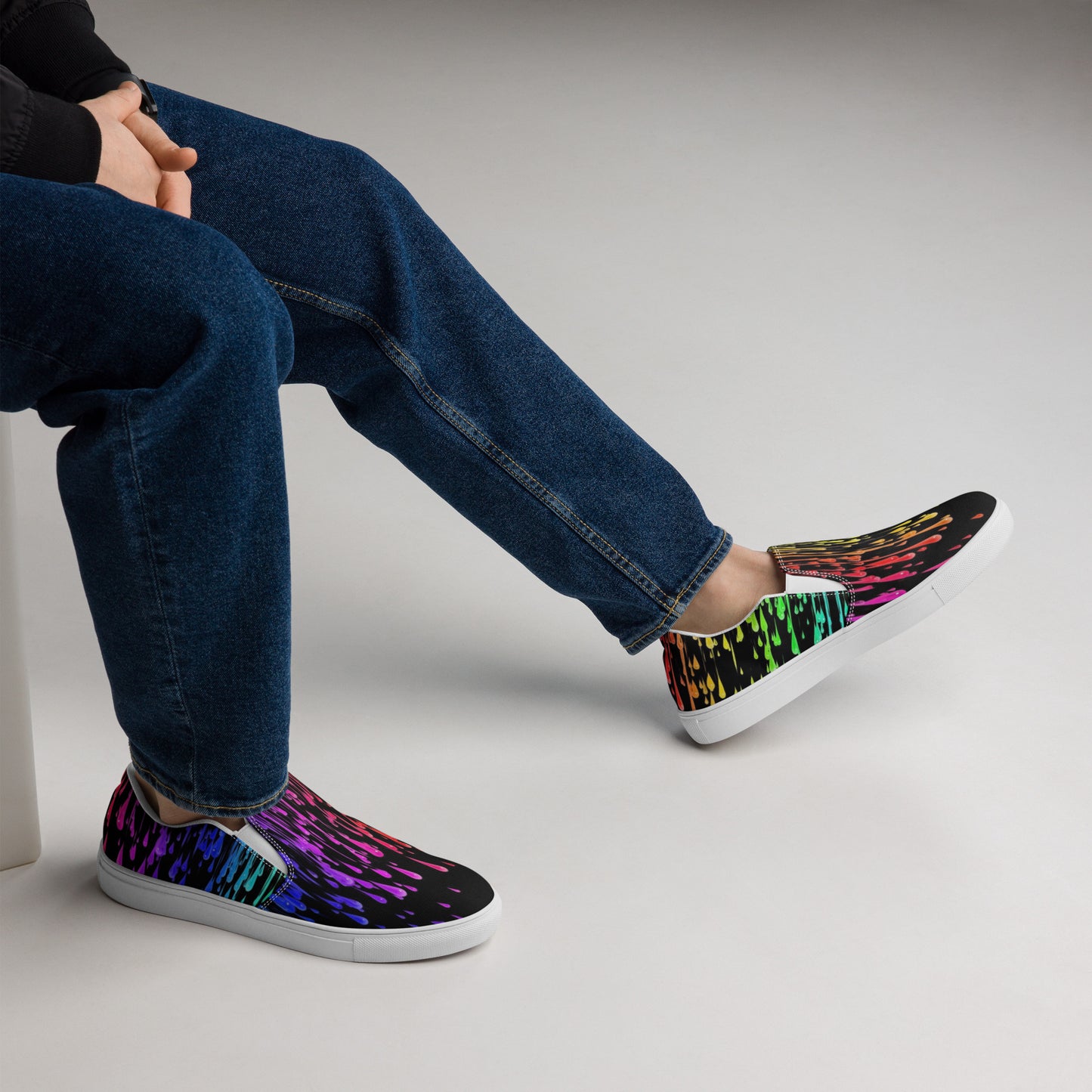 Rainbow Drip Men’s Slip-on Canvas Shoes