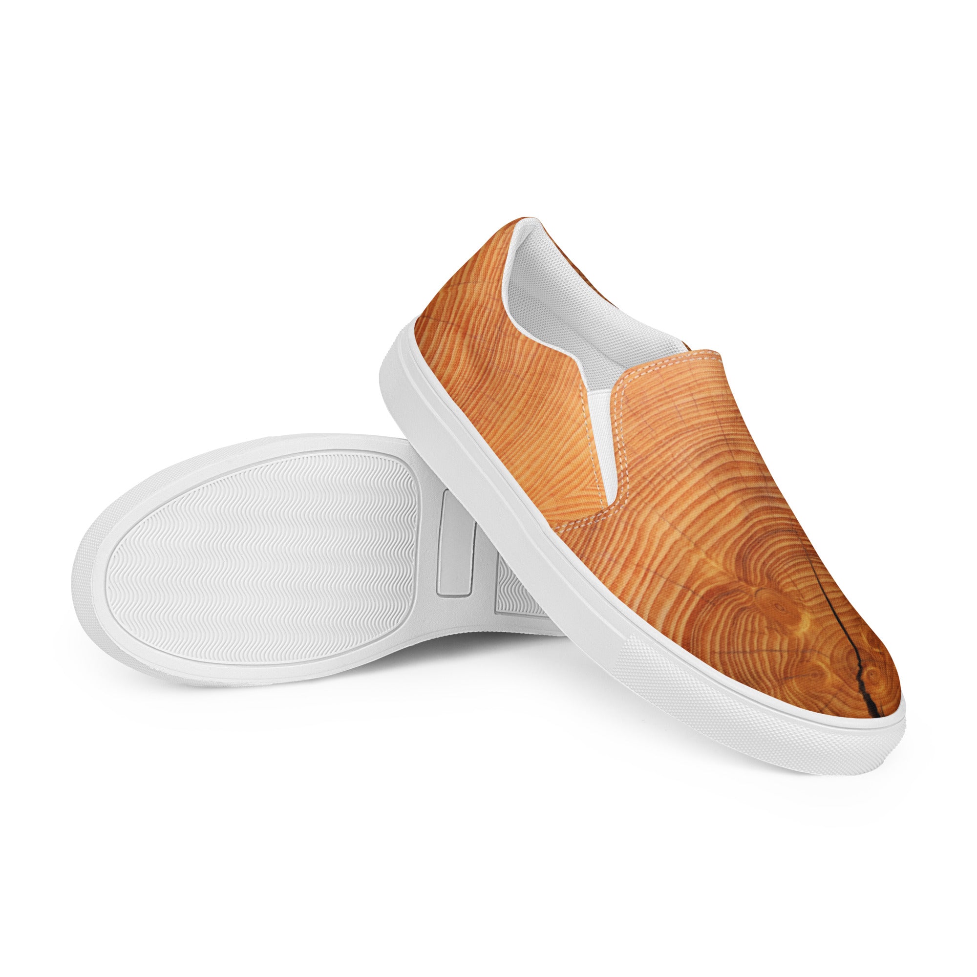Cracked Wood Pattern Men’s Slip-on Canvas Shoes