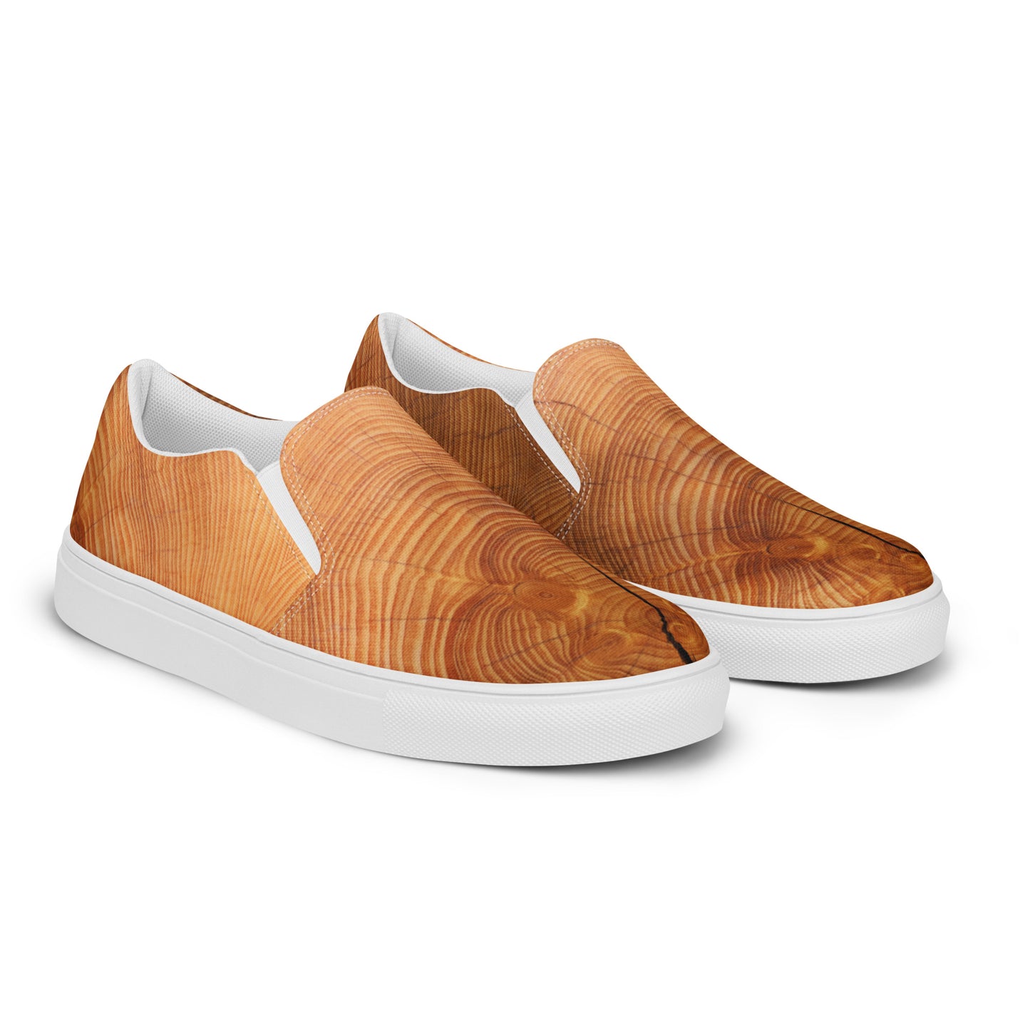 Cracked Wood Pattern Men’s Slip-on Canvas Shoes