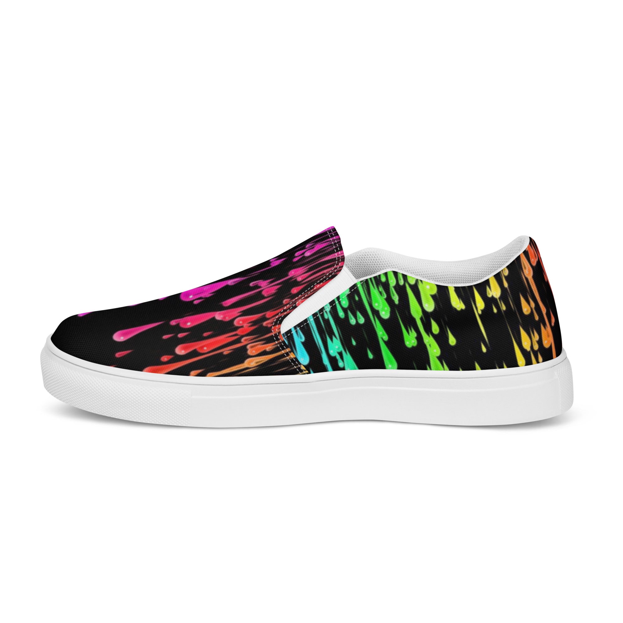 Rainbow Drip Men’s Slip-on Canvas Shoes