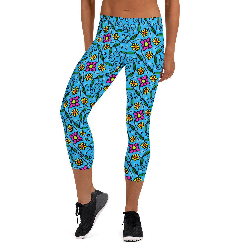 Flowers and Vines Capri Leggings