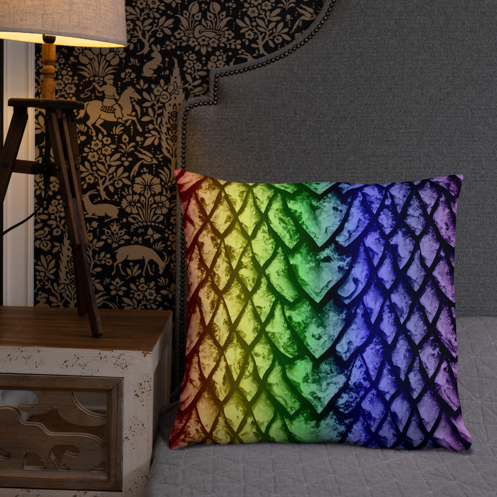 Rainbow Dragon Scale Pillow