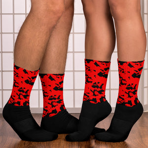 Red on Black Splatter Socks