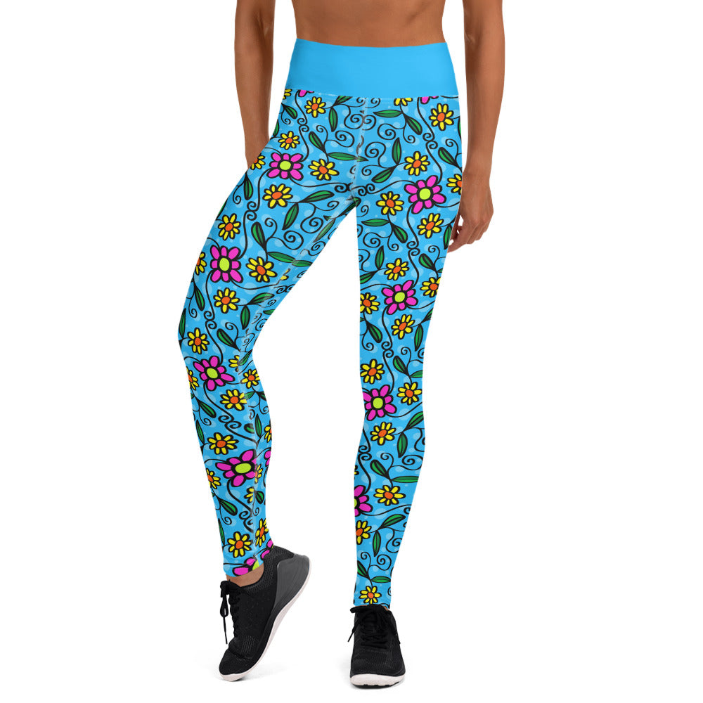 Flowers and Vines Pocket Yoga Leggings