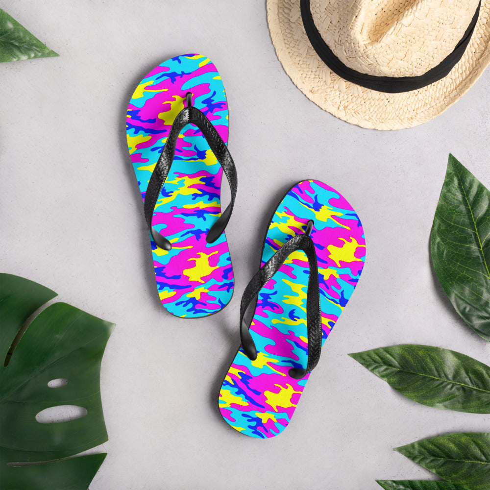 Colorful Camo Flip-Flops