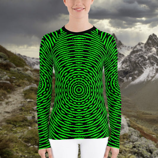 Neon Green Kaleidoscope Women's Rash Guard