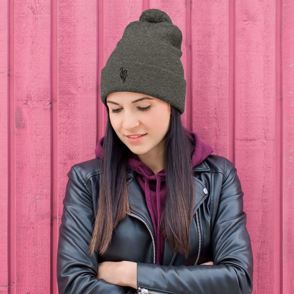 Tribal Cat Pom-Pom Beanie