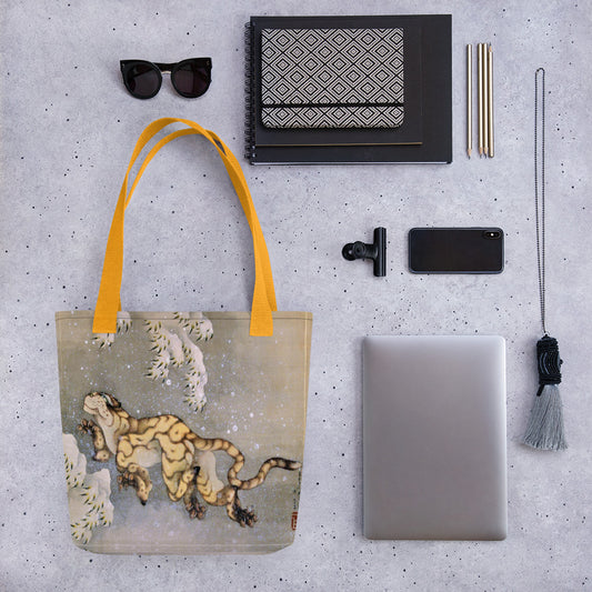 Hosukai Old Tiger In The Snow Tote bag