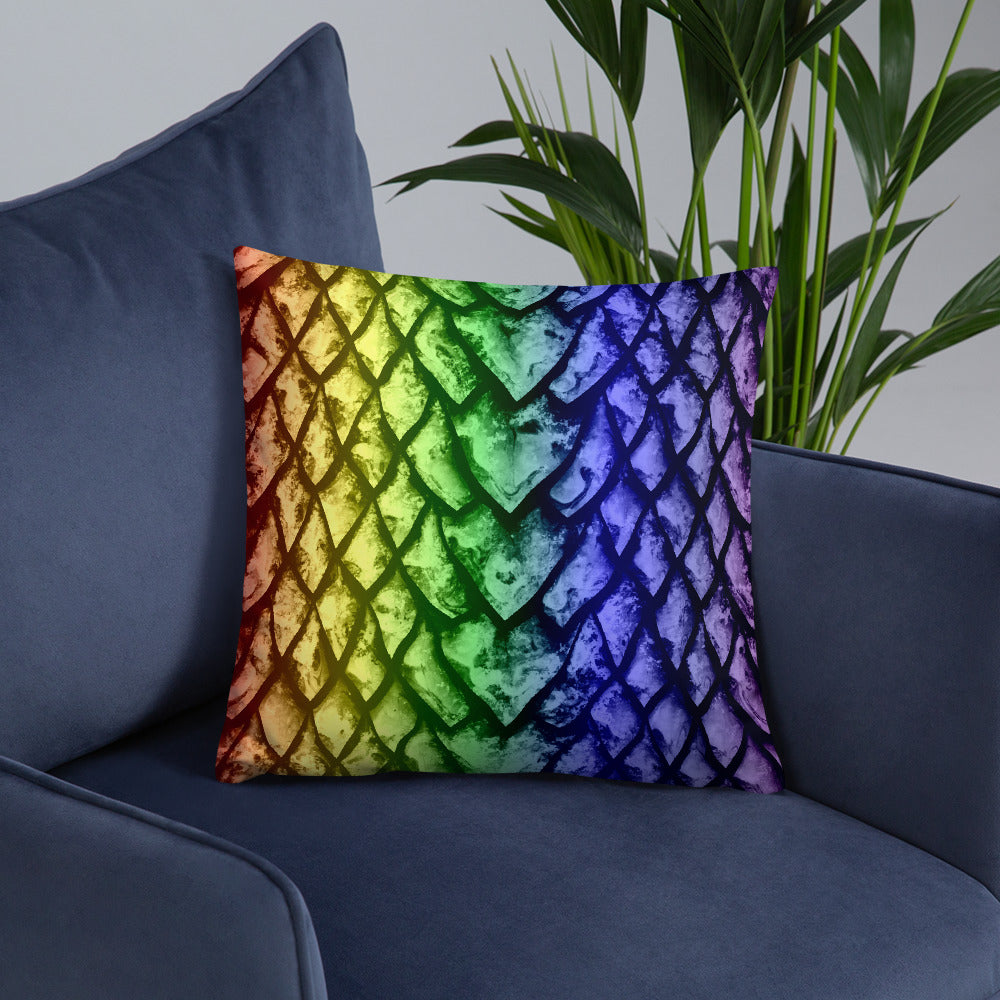 Rainbow Dragon Scale Pillow