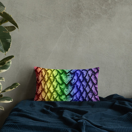 Rainbow Dragon Scale Pillow