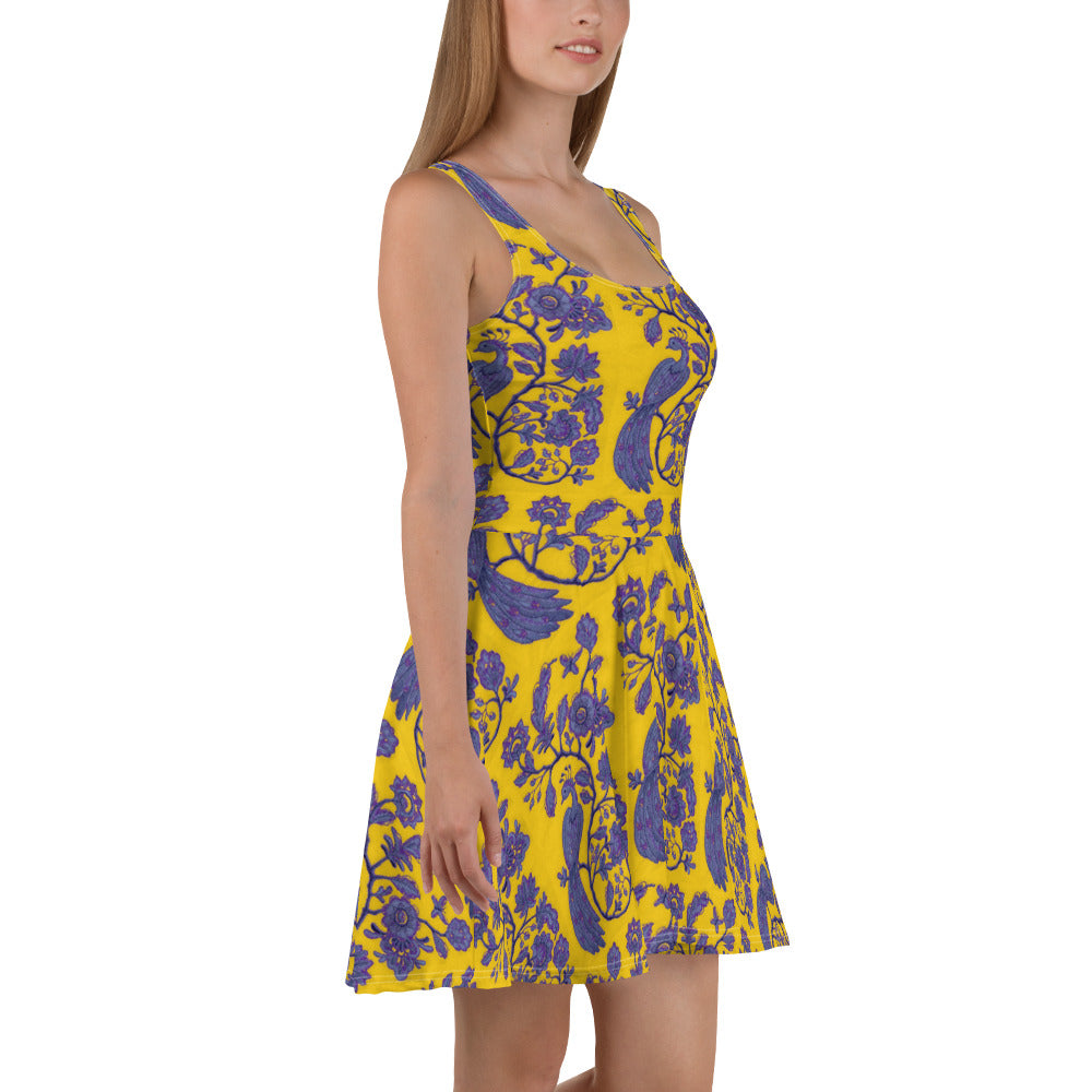 Pretty Bird Print Skater Dress