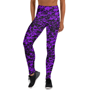 Purple Splash Yoga Leggings With Pockets
