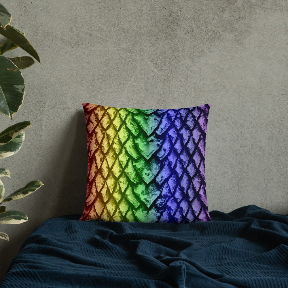 Rainbow Dragon Scale Pillow