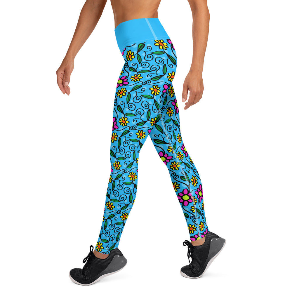 Flowers and Vines Pocket Yoga Leggings