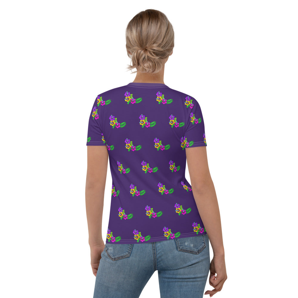 Purple Tropical Print Women's T-shirt