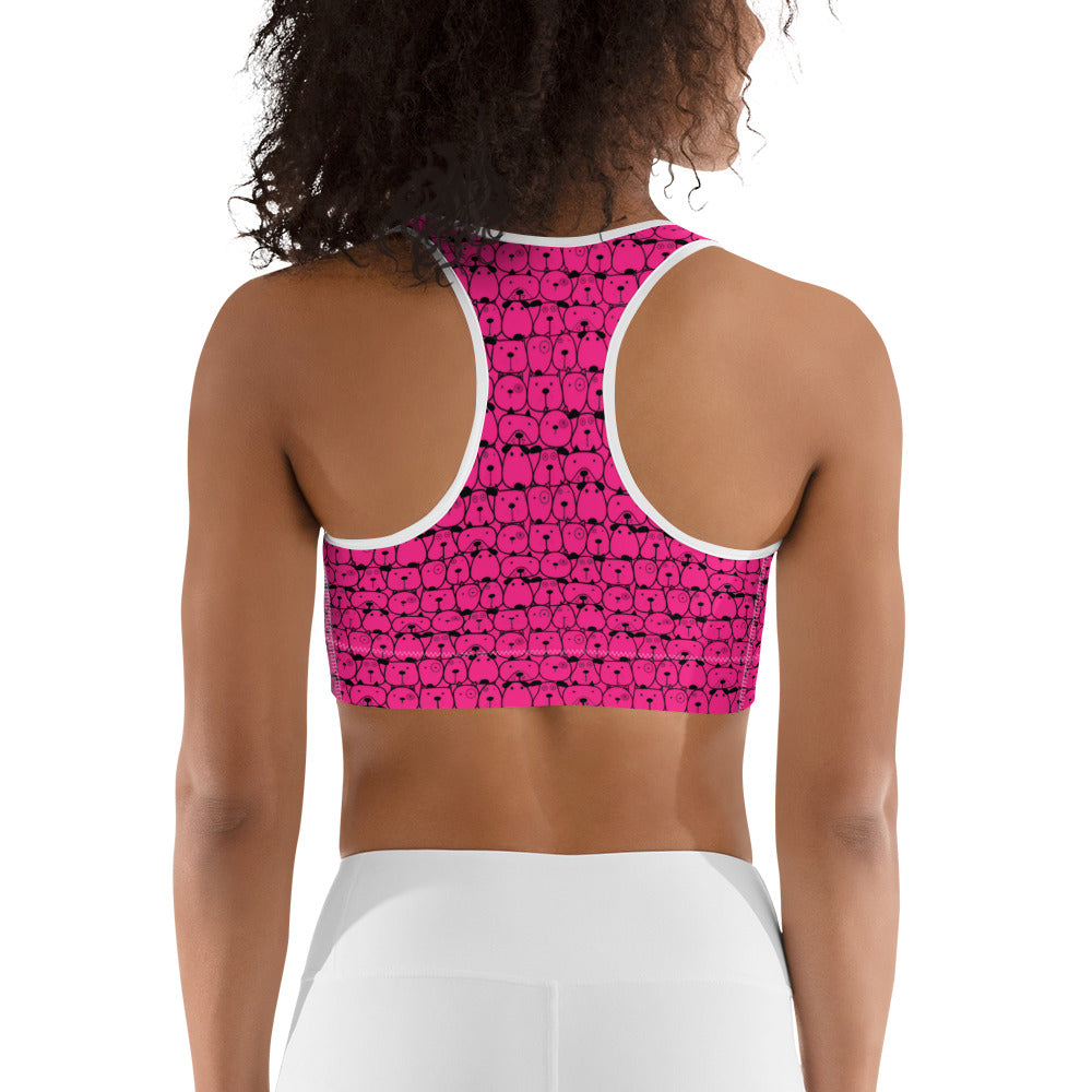 Pink and Black Doggies Sports Bra