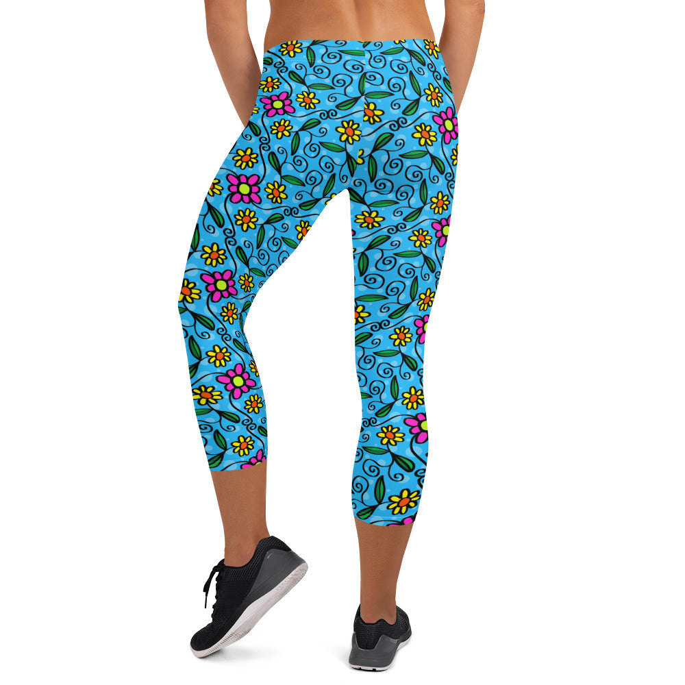 Flowers and Vines Capri Leggings