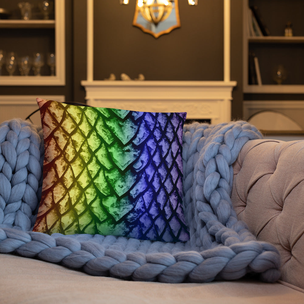 Rainbow Dragon Scale Pillow