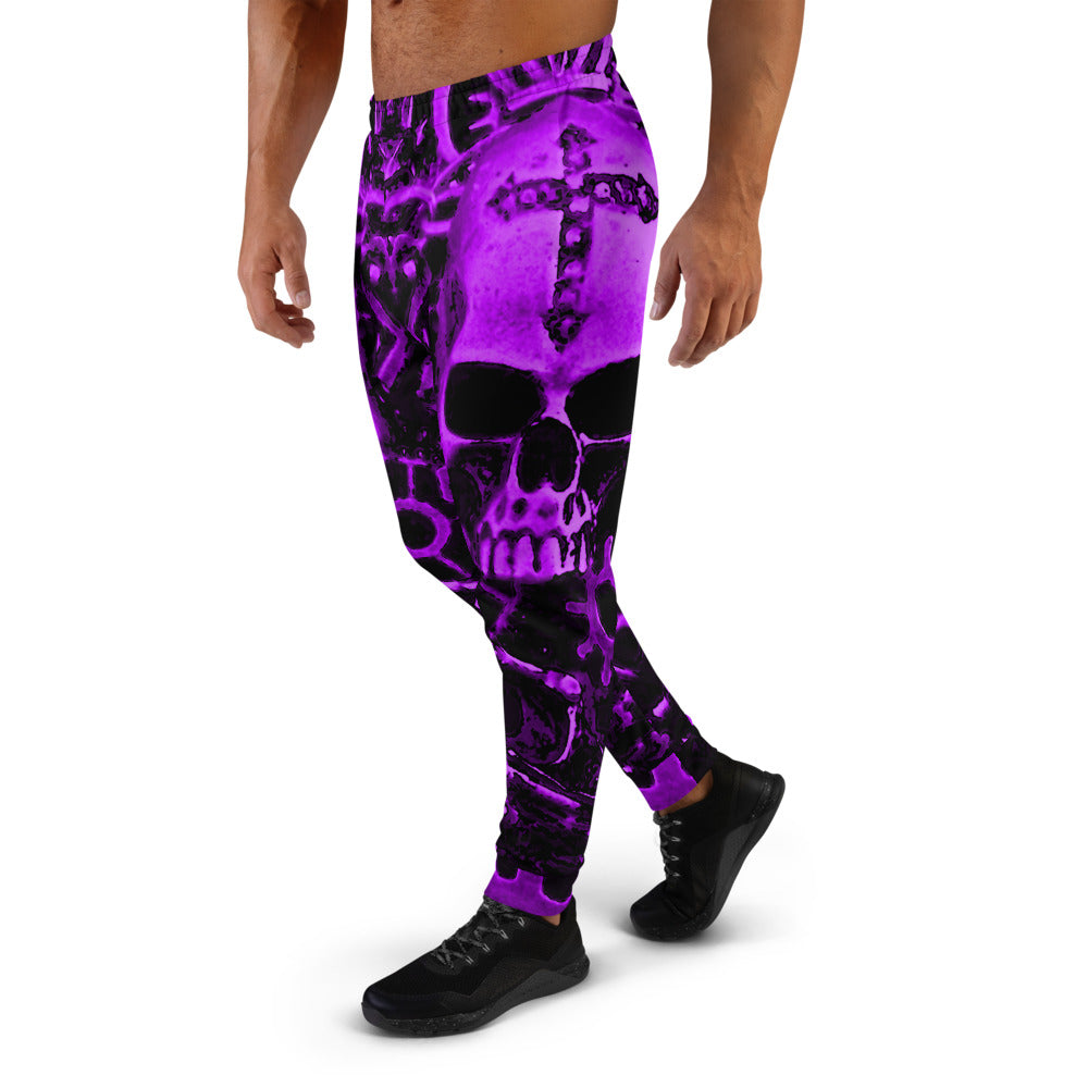 Purple Steampunk Skull Slim Fit Men's Joggers