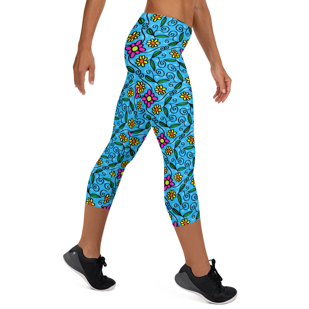 Flowers and Vines Capri Leggings