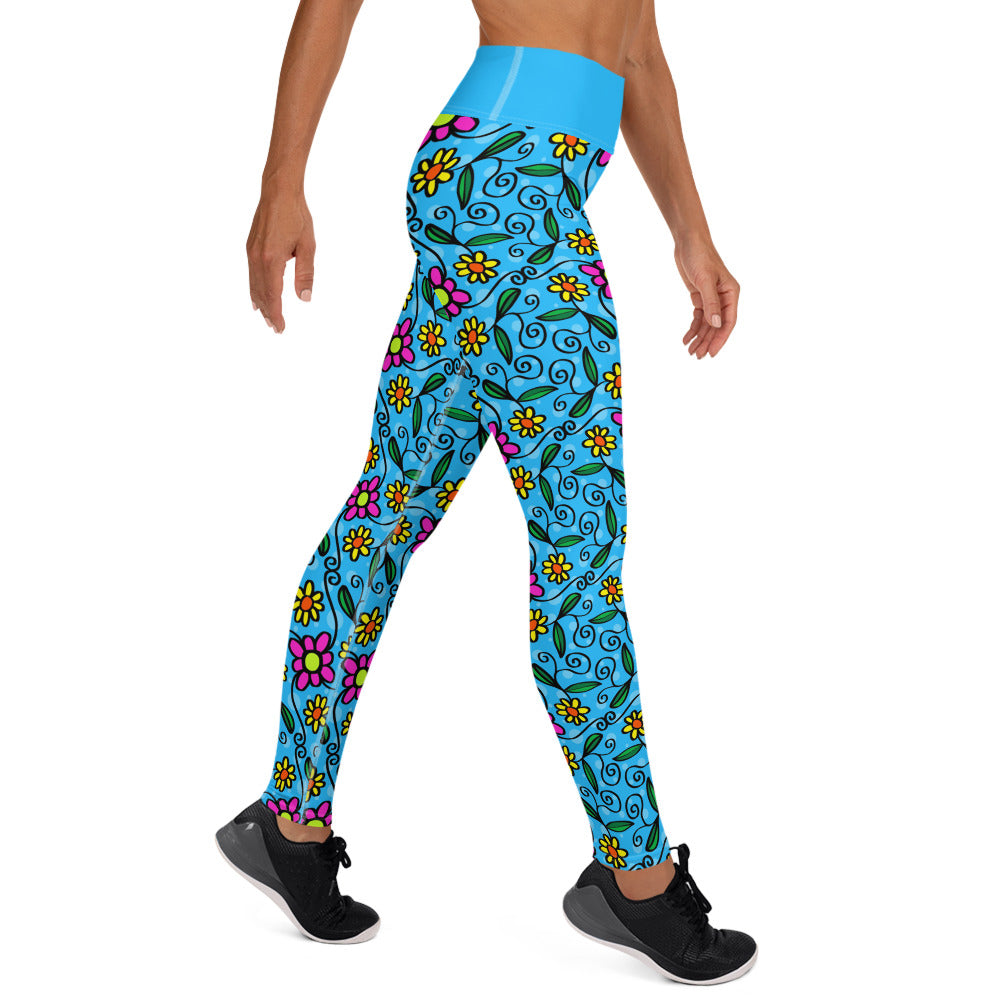 Flowers and Vines Pocket Yoga Leggings