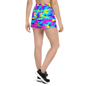 Colorful Camo Athletic Women's Short Shorts