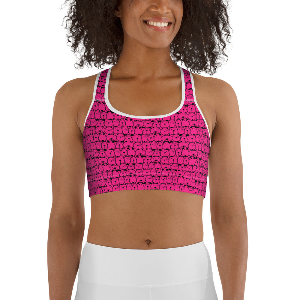 Pink and Black Doggies Sports Bra