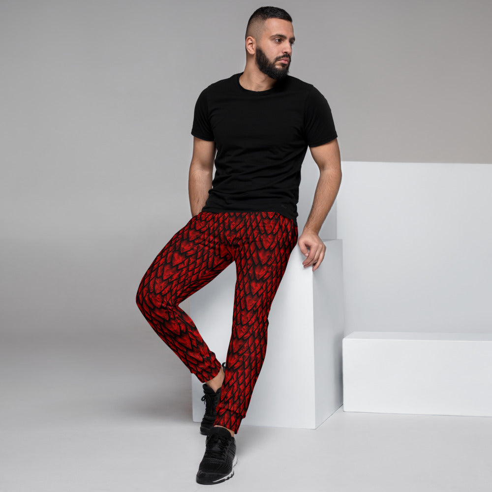 Ruby Dragon Scale Print Men's Joggers