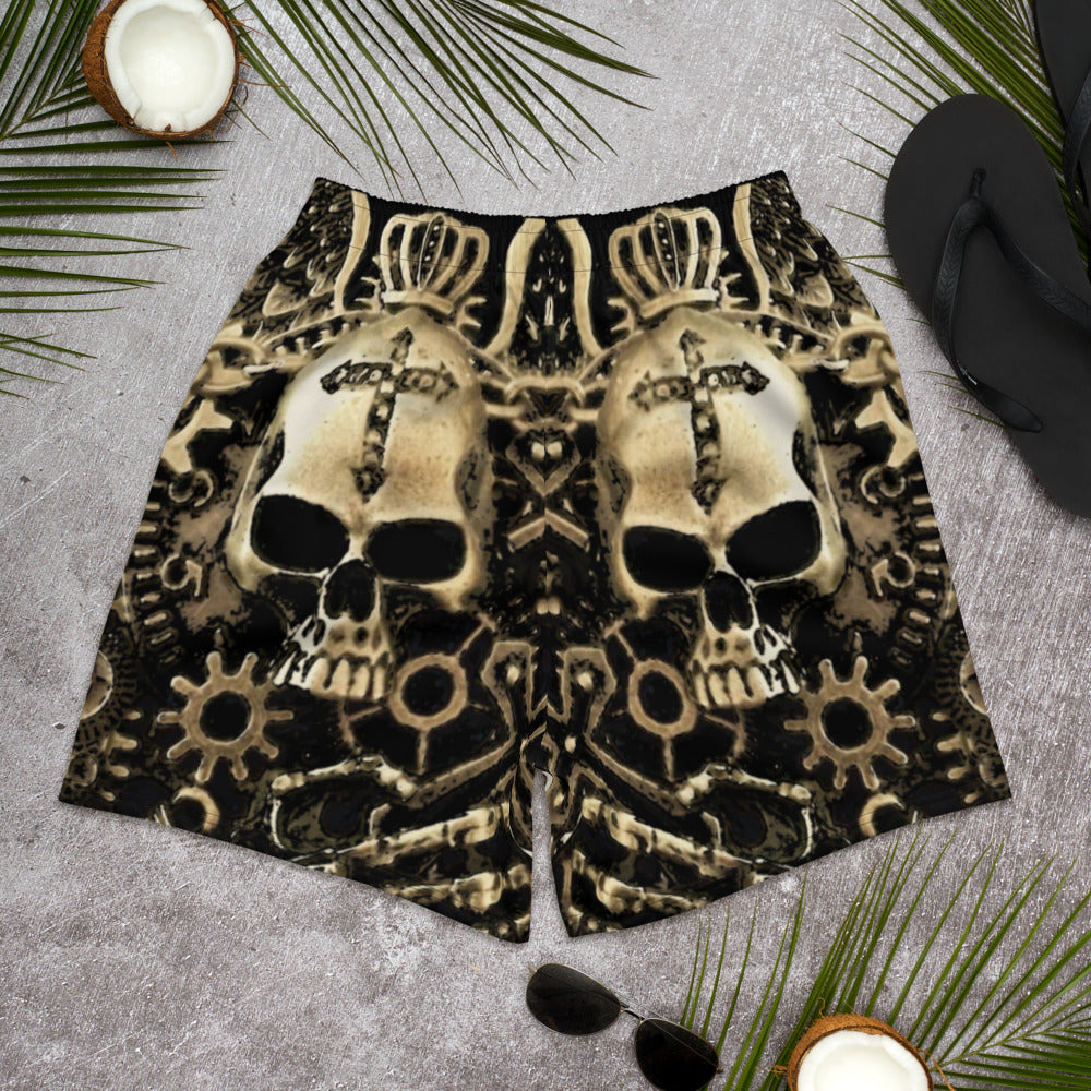 Steampunk Gear Skull Men's Athletic Mid-Length Shorts