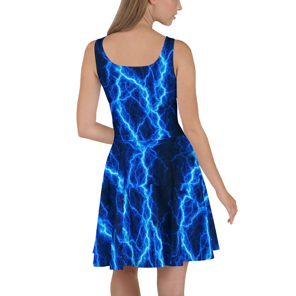 Blue Lightning Skater Dress