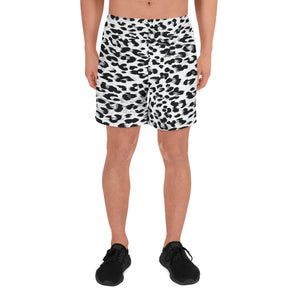 Men's Snow Leopard Print Athletic Mid-Length Shorts