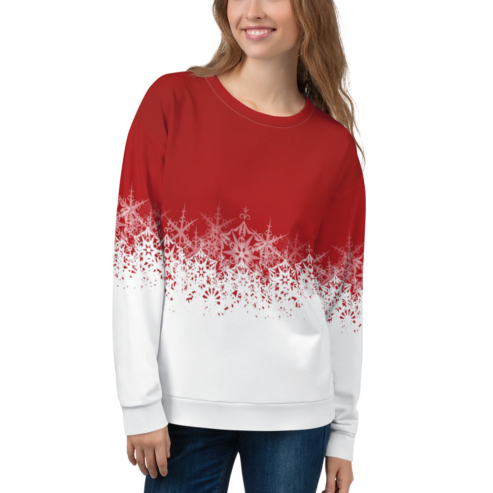 Festive Red and White Unisex Sweatshirt