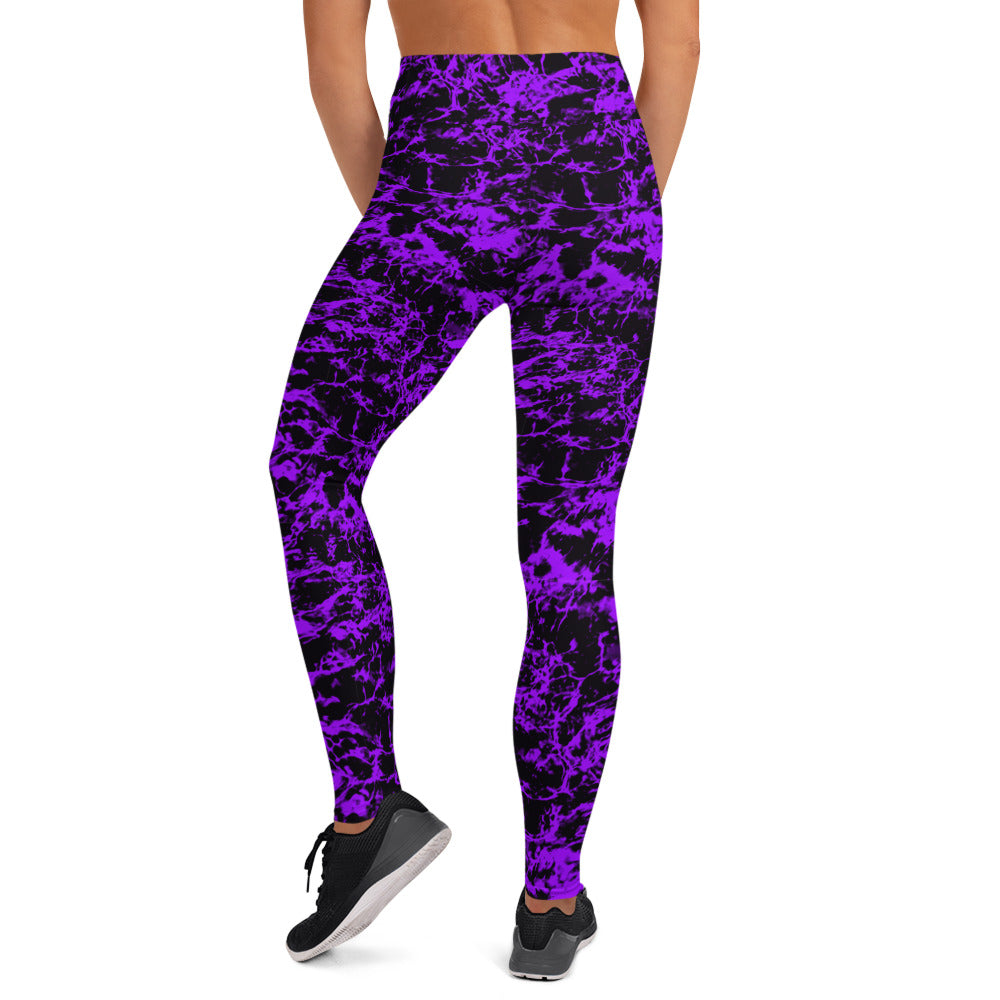Purple Splash Yoga Leggings With Pockets