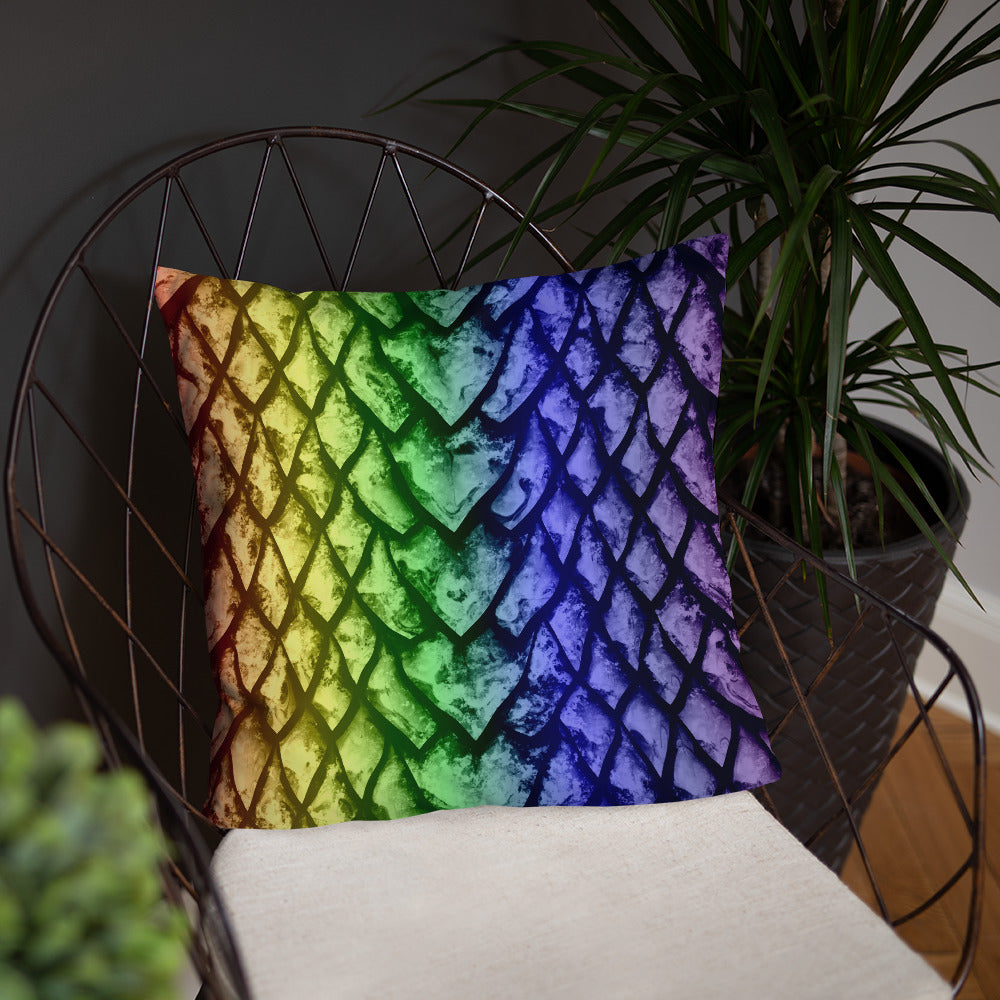 Rainbow Dragon Scale Pillow