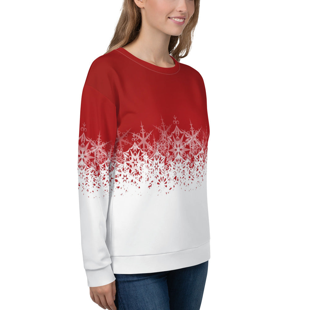 Festive Red and White Unisex Sweatshirt