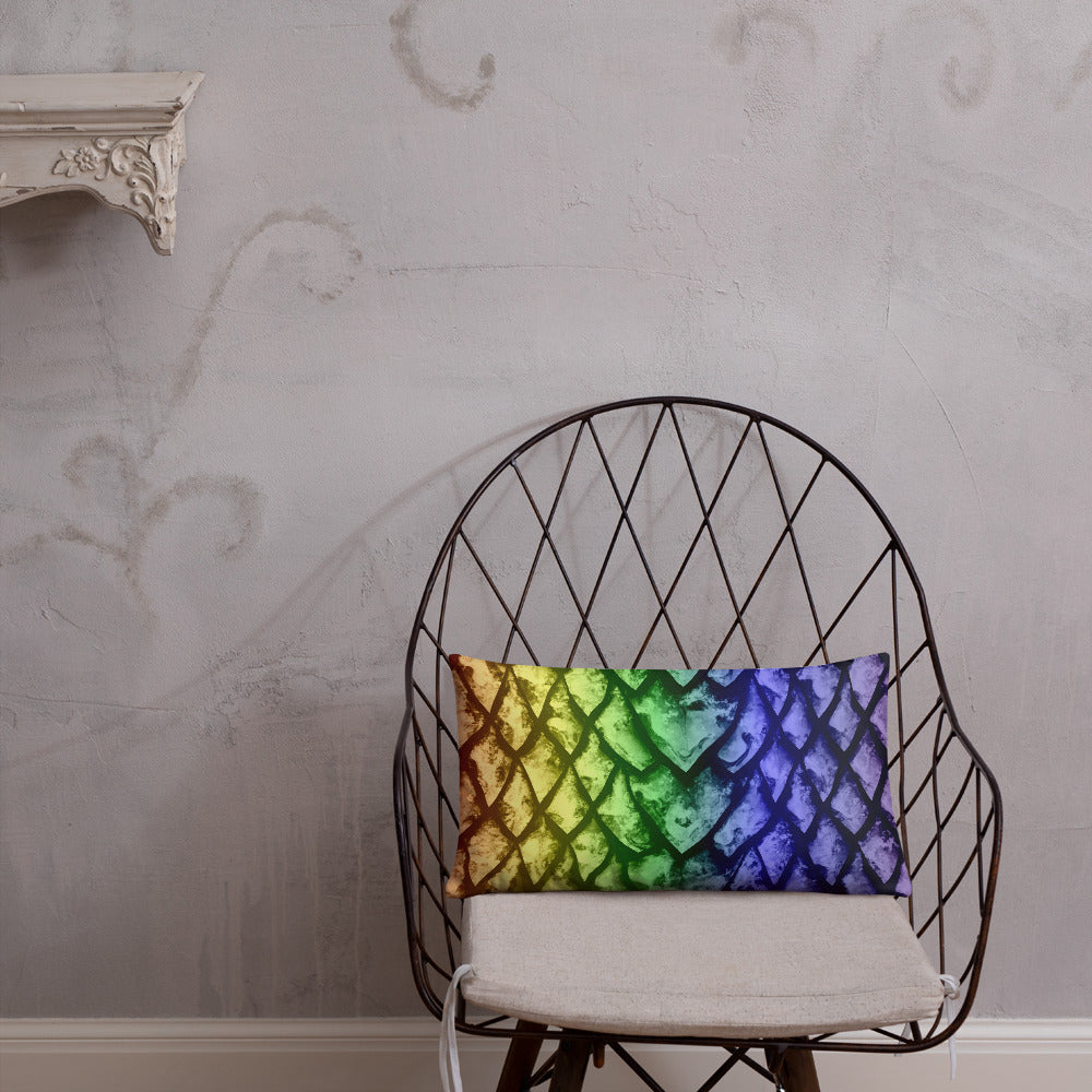 Rainbow Dragon Scale Pillow