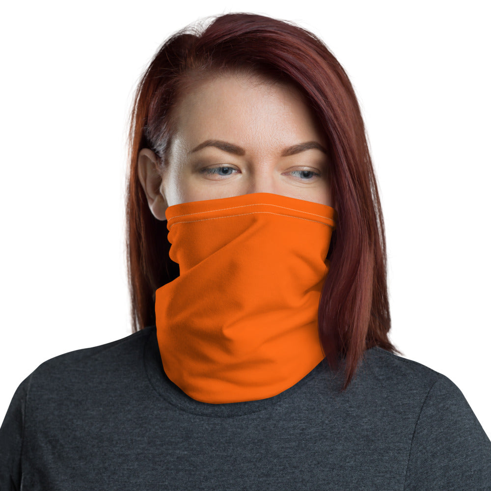 Hunter's Orange Neck Gaiter & Yellow Feather Headband