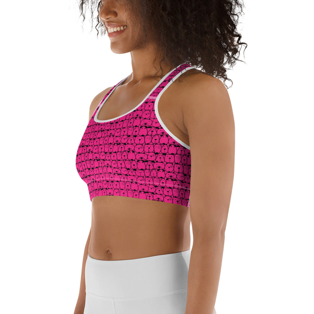 Pink and Black Doggies Sports Bra